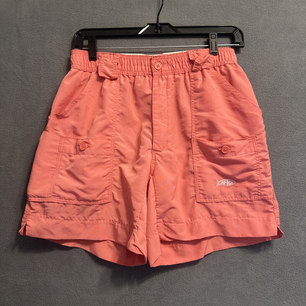 Aftco Original Fishing Shorts 6" Inseam Mens 30 Pink Cargo Pocket Aftech M01